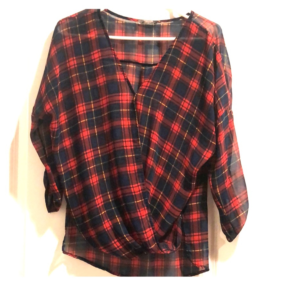 Sheer plaid shirt